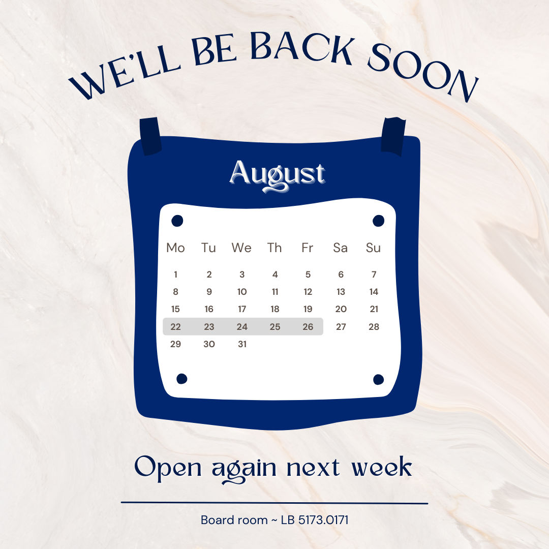 Board will be back in office from Monday 22nd of August
