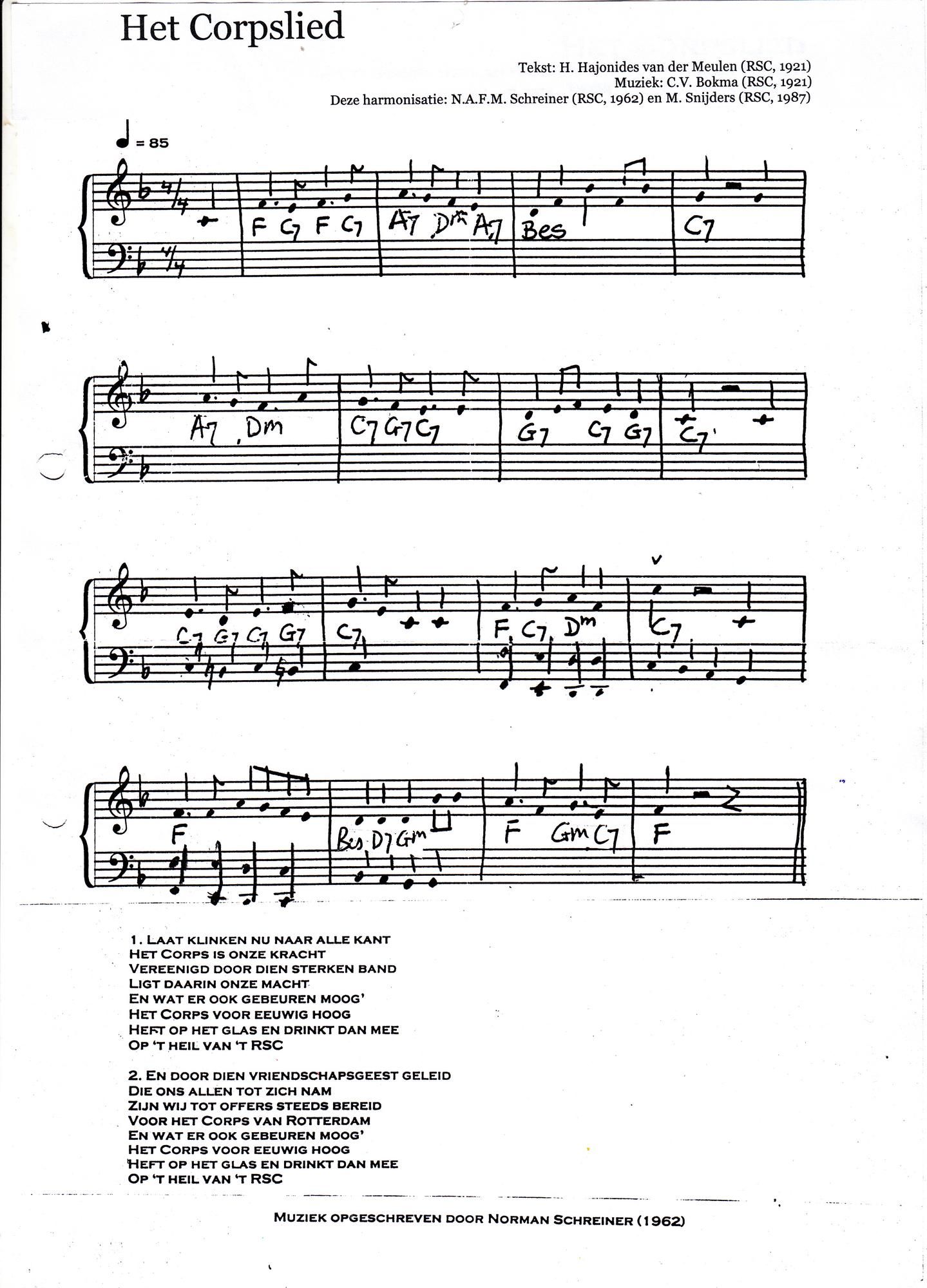 Bladmuziek van het Corpslied